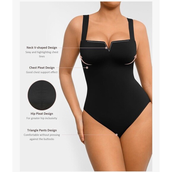 FeelinGirl Square Neck Bodysuit Women Sleeveless Tummy Control Slimming Body XXL - Picture 2 of 11